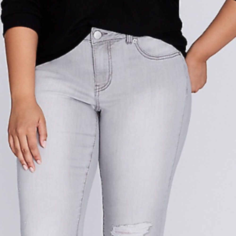 INDIGO BLUE Super Stretch Gray Skinny Jean Womens